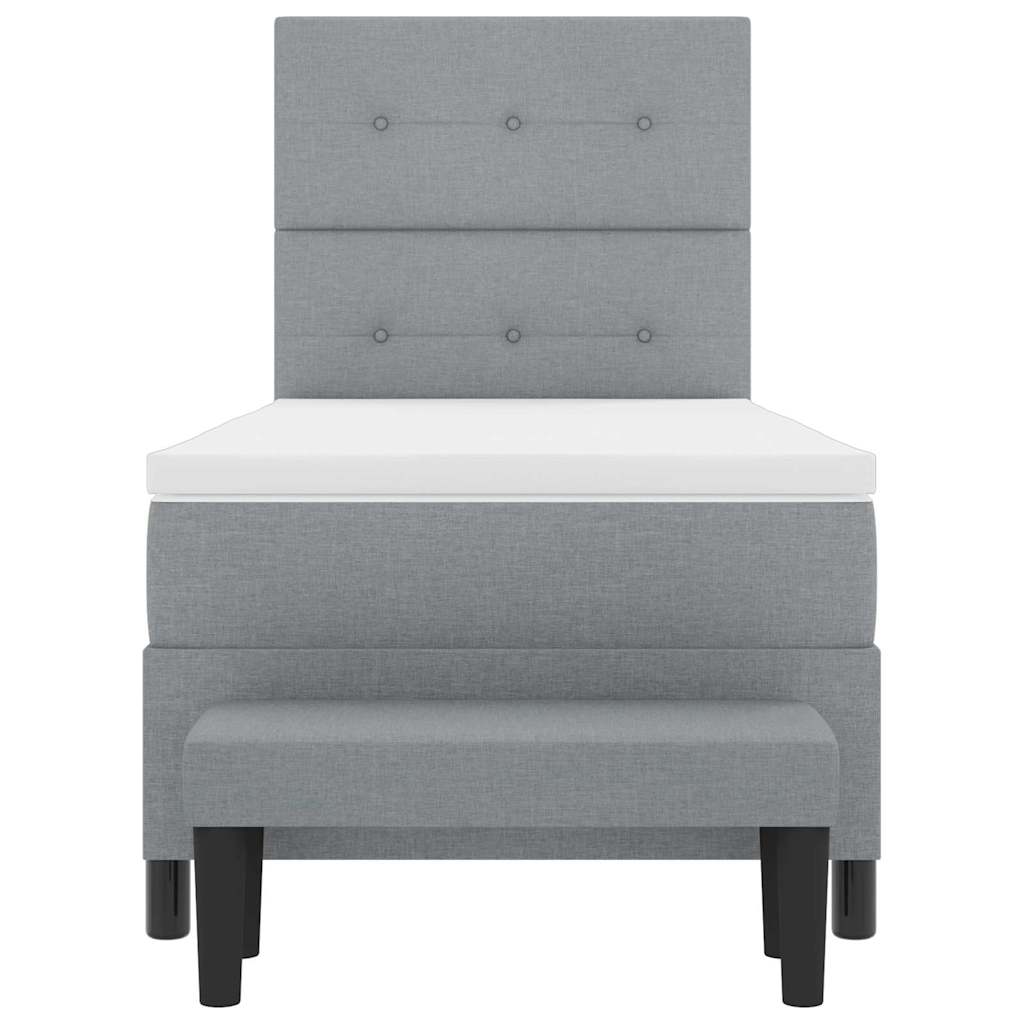 Boxspringbed met hoofdeinde Lichtgrijs 100 x 200 cm Stof