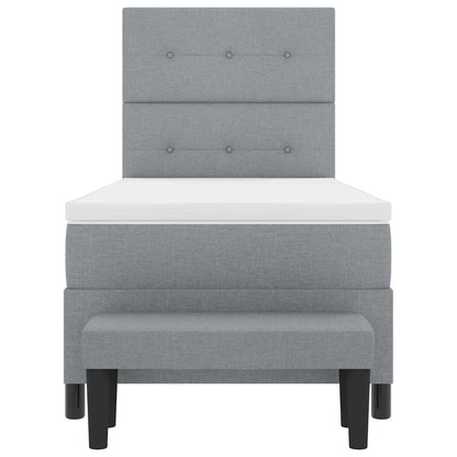 Boxspringbed met hoofdeinde Lichtgrijs 100 x 200 cm Stof