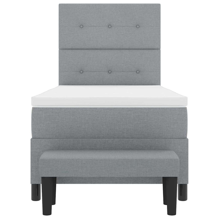 Boxspringbed met hoofdeinde Lichtgrijs 100 x 200 cm Stof