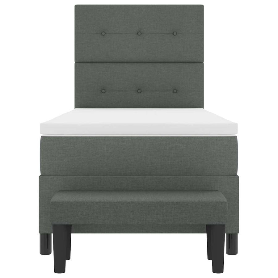 Boxspringbed met hoofdeinde Donkergrijs 100 x 200 cm Stof