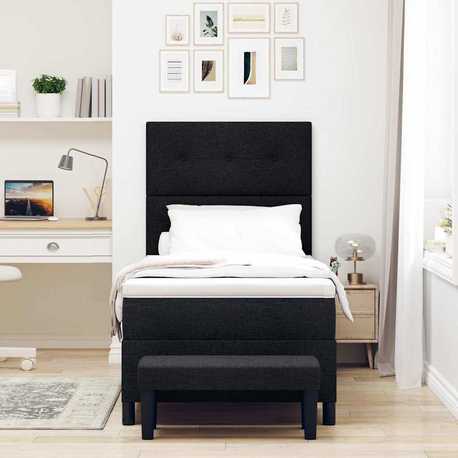 Boxspringbed met hoofdeinde Zwart 100 x 200 cm Stof
