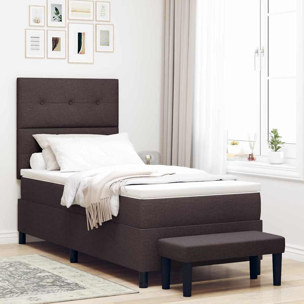 Boxspringbed met hoofdeinde Donkerbruin 100 x 200 cm Stof