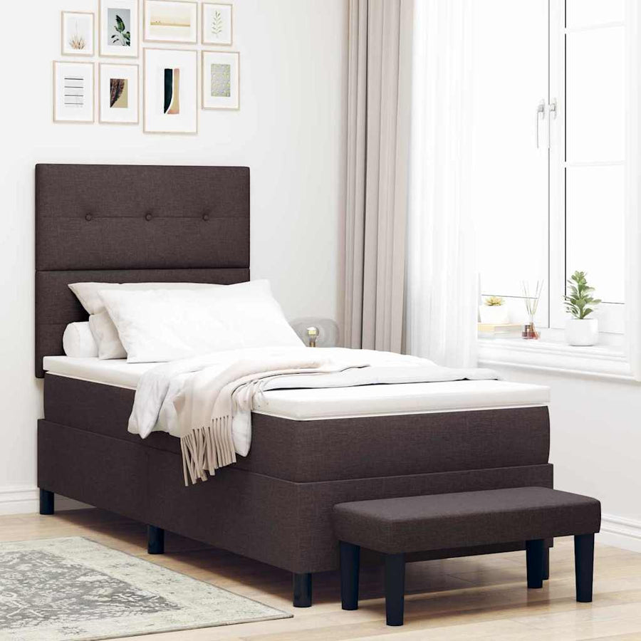 Boxspringbed met hoofdeinde Donkerbruin 100 x 200 cm Stof