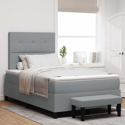 Boxspringbed met hoofdeinde Lichtgrijs 120 x 190 cm Stof