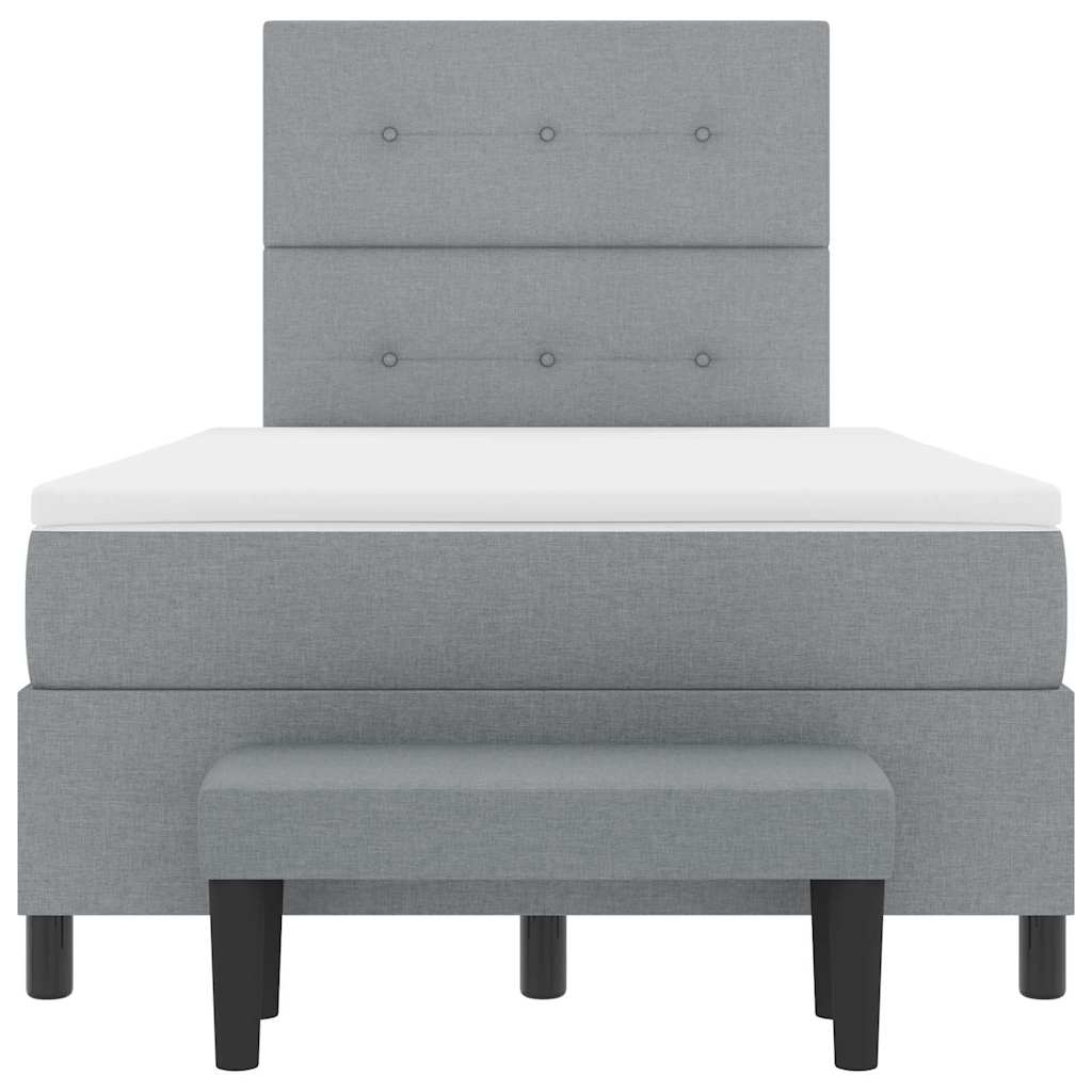 Boxspringbed met hoofdeinde Lichtgrijs 120 x 190 cm Stof
