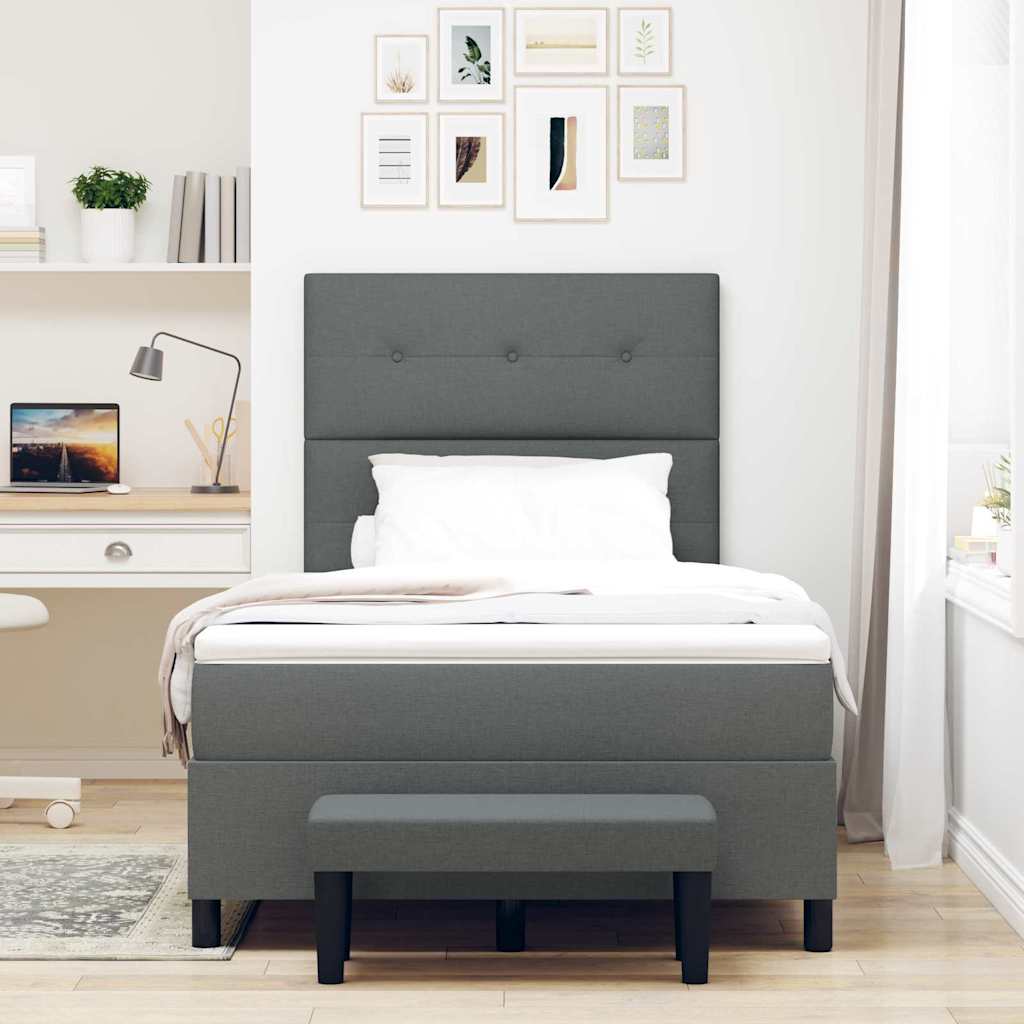 Boxspringbed met hoofdeinde Donkergrijs 120 x 190 cm Stof