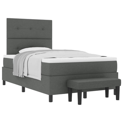 Boxspringbed met hoofdeinde Donkergrijs 120 x 190 cm Stof