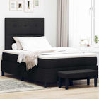 Boxspringbed 120x190 cm zwart met hoofdeinde en bankje