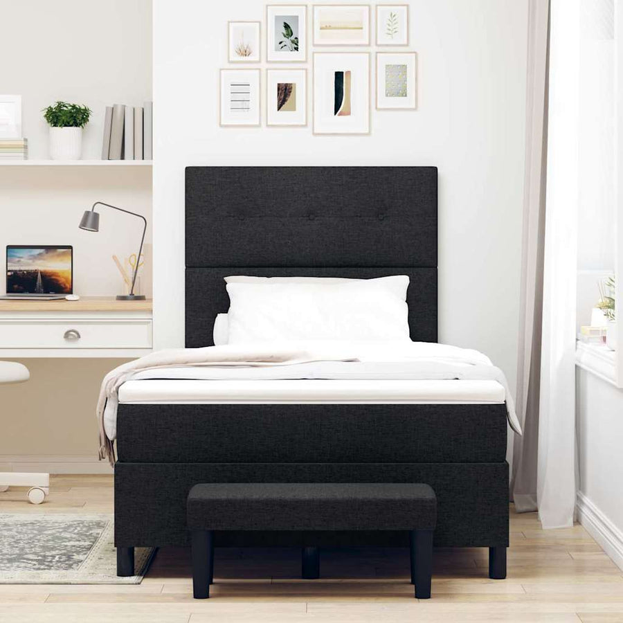 Boxspringbed met kussen met hoofdeinde Zwart 120 x 190 cm Stof