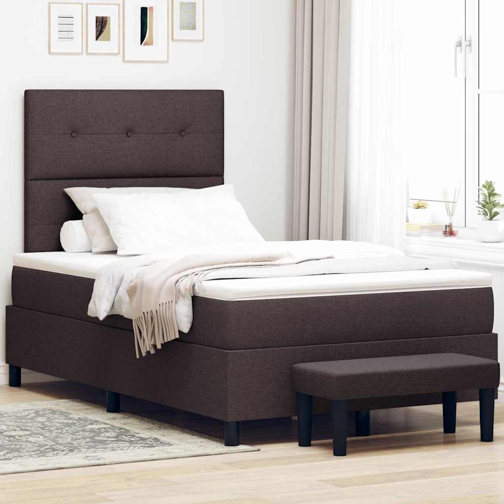 Boxspringbed met kussen Donkerbruin 120 x 190 cm Stof