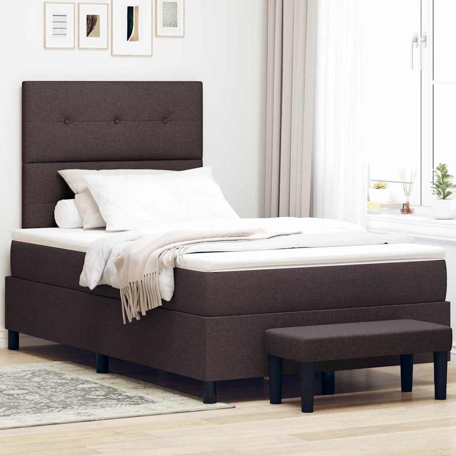 Boxspringbed met kussen Donkerbruin 120 x 190 cm Stof