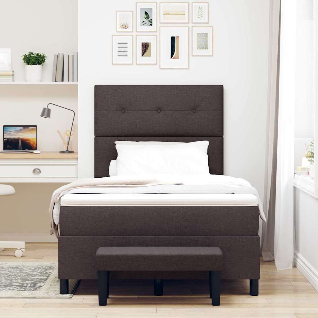 Boxspringbed met kussen Donkerbruin 120 x 190 cm Stof