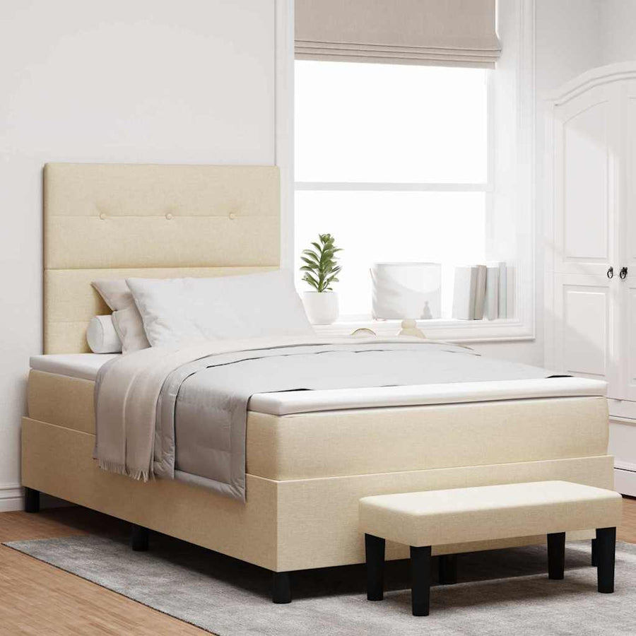 Boxspring bed met matras met hoofdeinde Crème 120 x 190 cm Stof