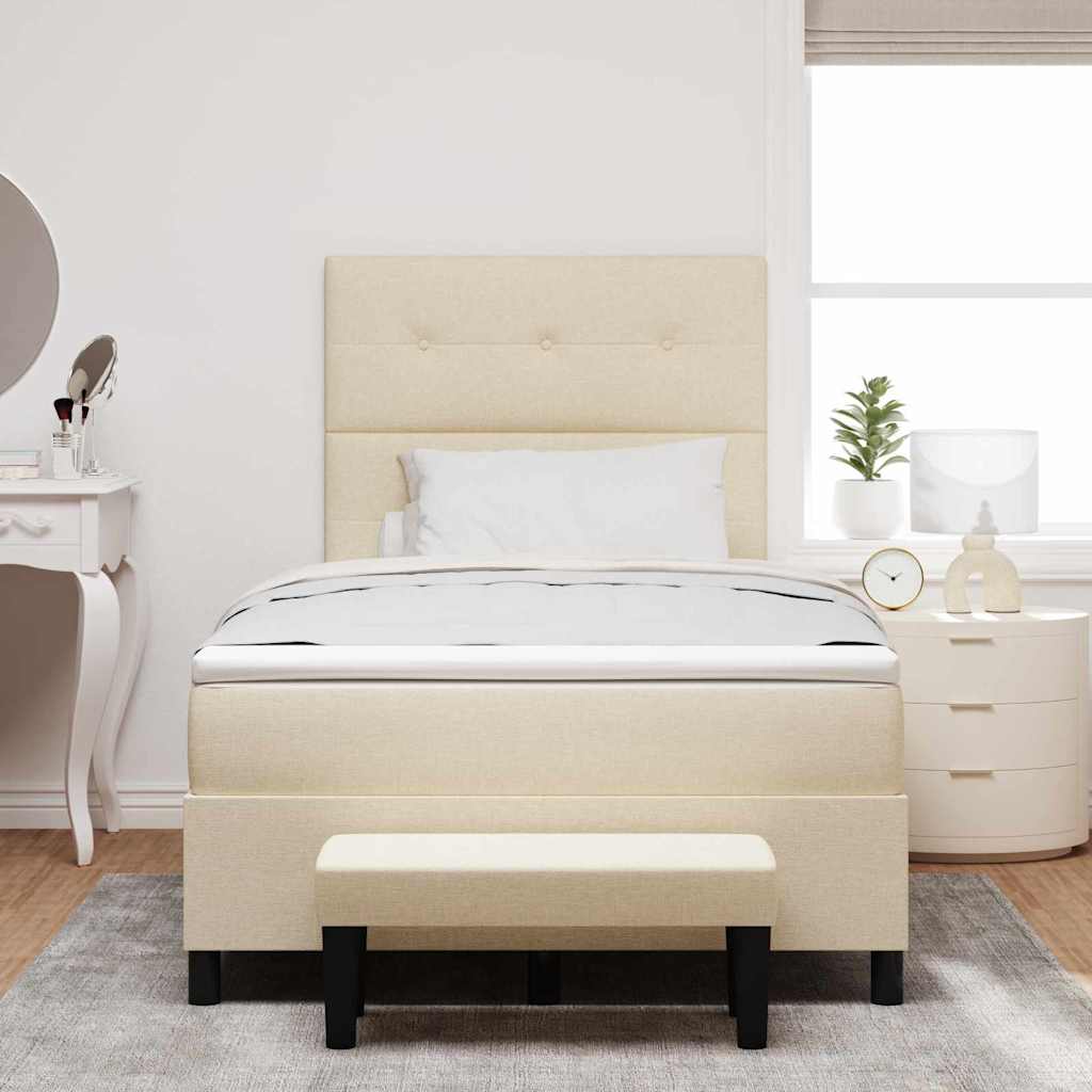 Boxspring bed met matras met hoofdeinde Crème 120 x 190 cm Stof
