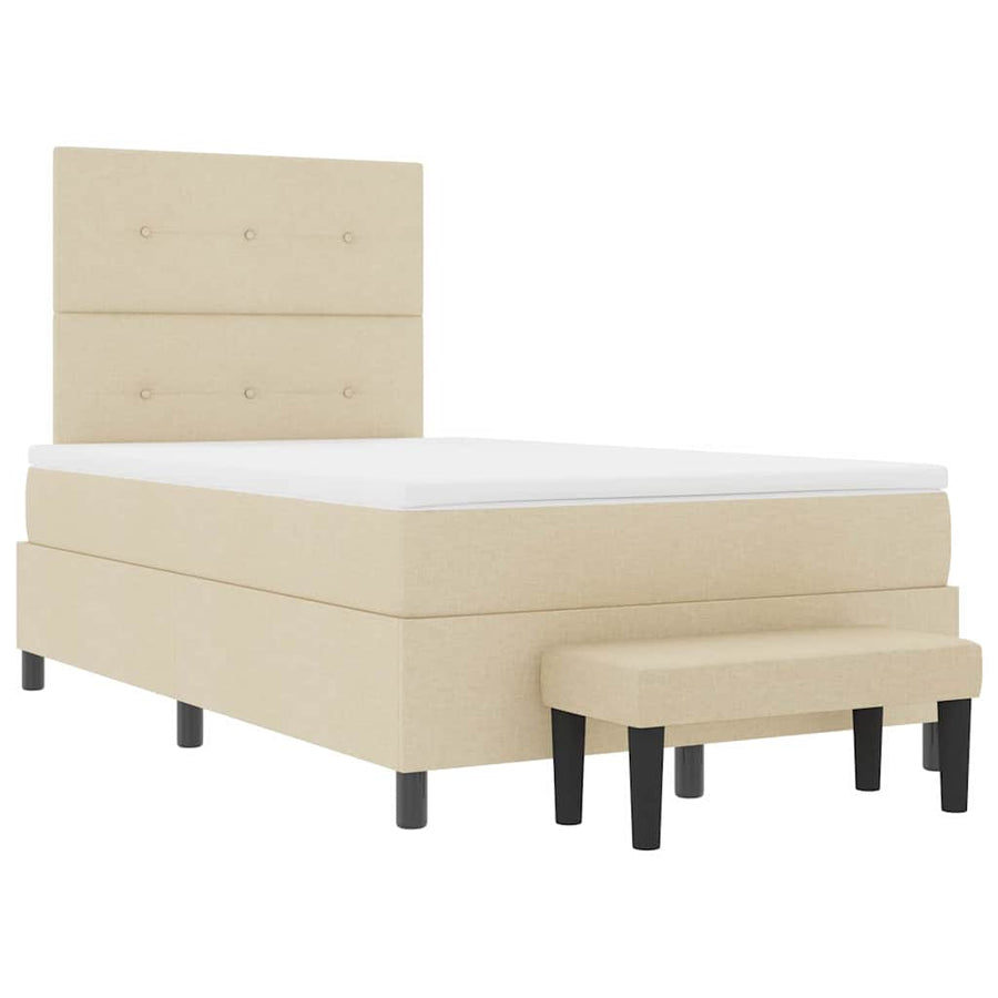 Boxspring bed met matras met hoofdeinde Crème 120 x 190 cm Stof