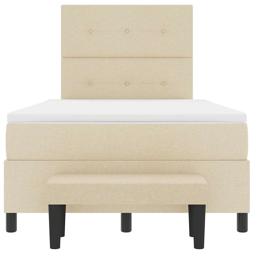 Boxspring bed met matras met hoofdeinde Crème 120 x 190 cm Stof