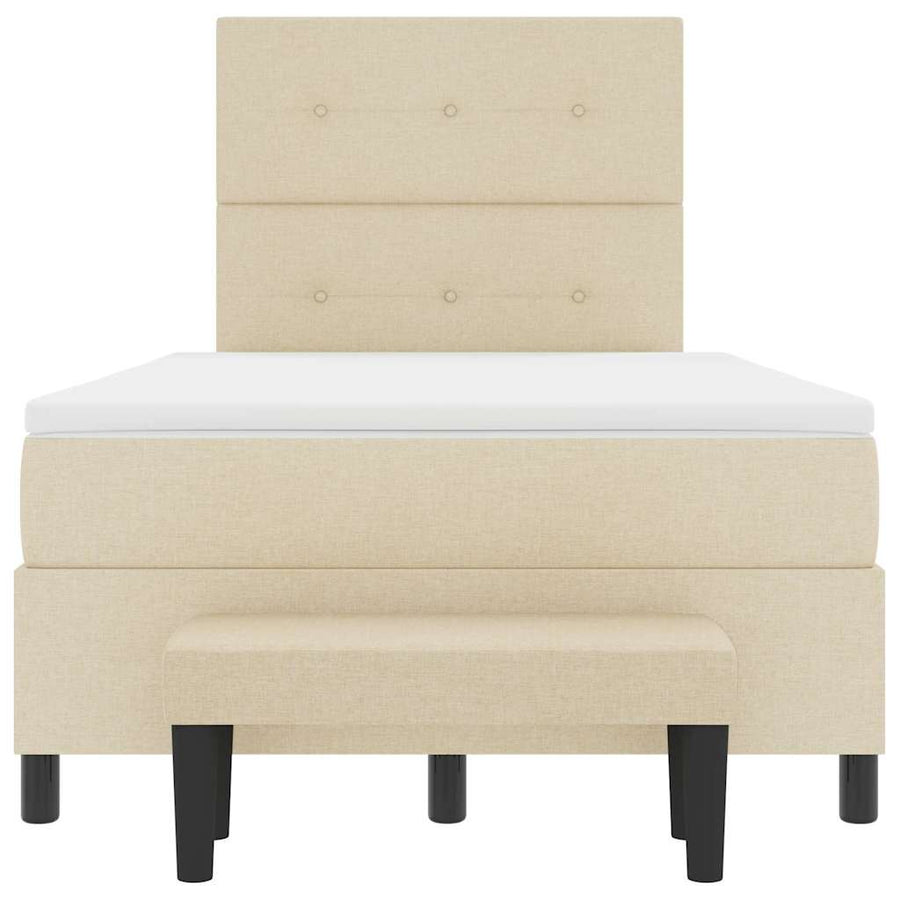 Boxspring bed met matras met hoofdeinde Crème 120 x 190 cm Stof