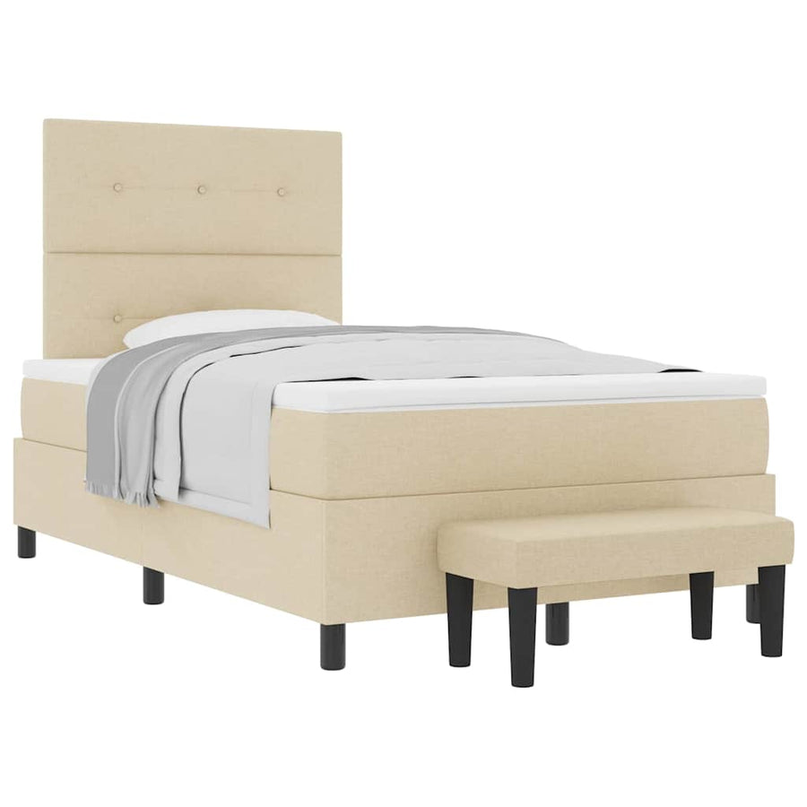 Boxspring bed met matras met hoofdeinde Crème 120 x 190 cm Stof