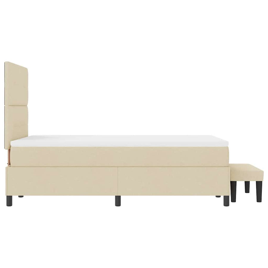 Boxspring bed met matras met hoofdeinde Crème 120 x 190 cm Stof