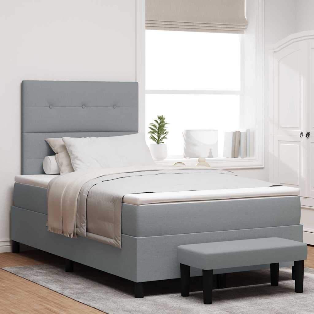 Boxspringbed met hoofdeinde Lichtgrijs 120 x 200 cm Stof