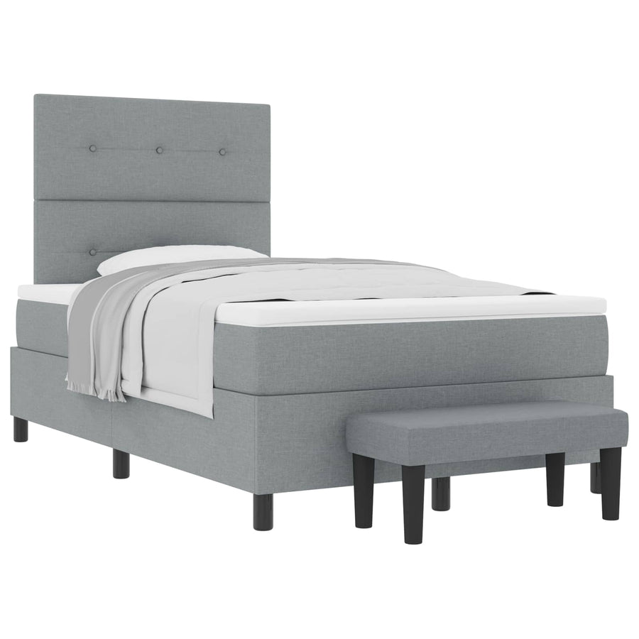 Boxspringbed met hoofdeinde Lichtgrijs 120 x 200 cm Stof