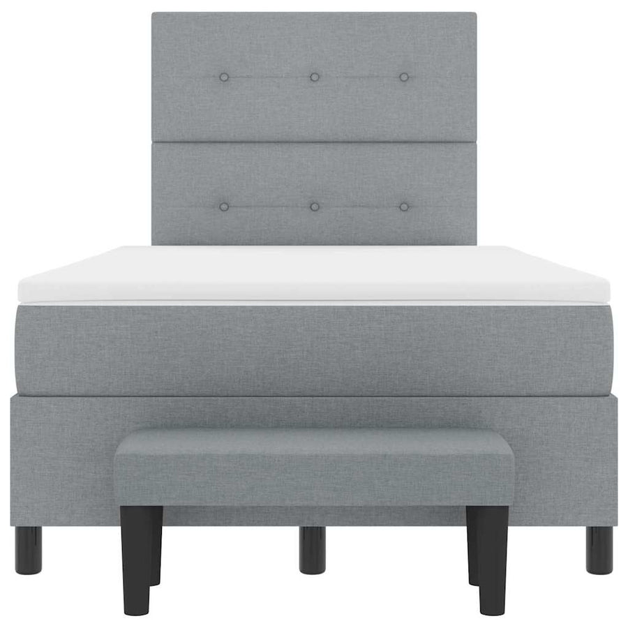 Boxspringbed met hoofdeinde Lichtgrijs 120 x 200 cm Stof