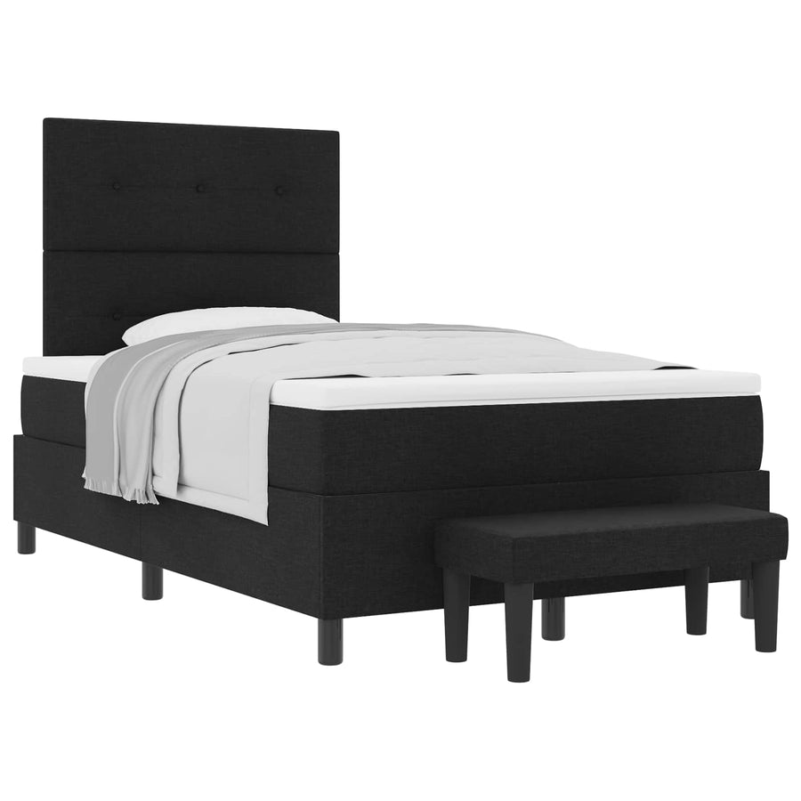 Boxspringbed met kussen met hoofdeinde Zwart 120 x 200 cm Stof