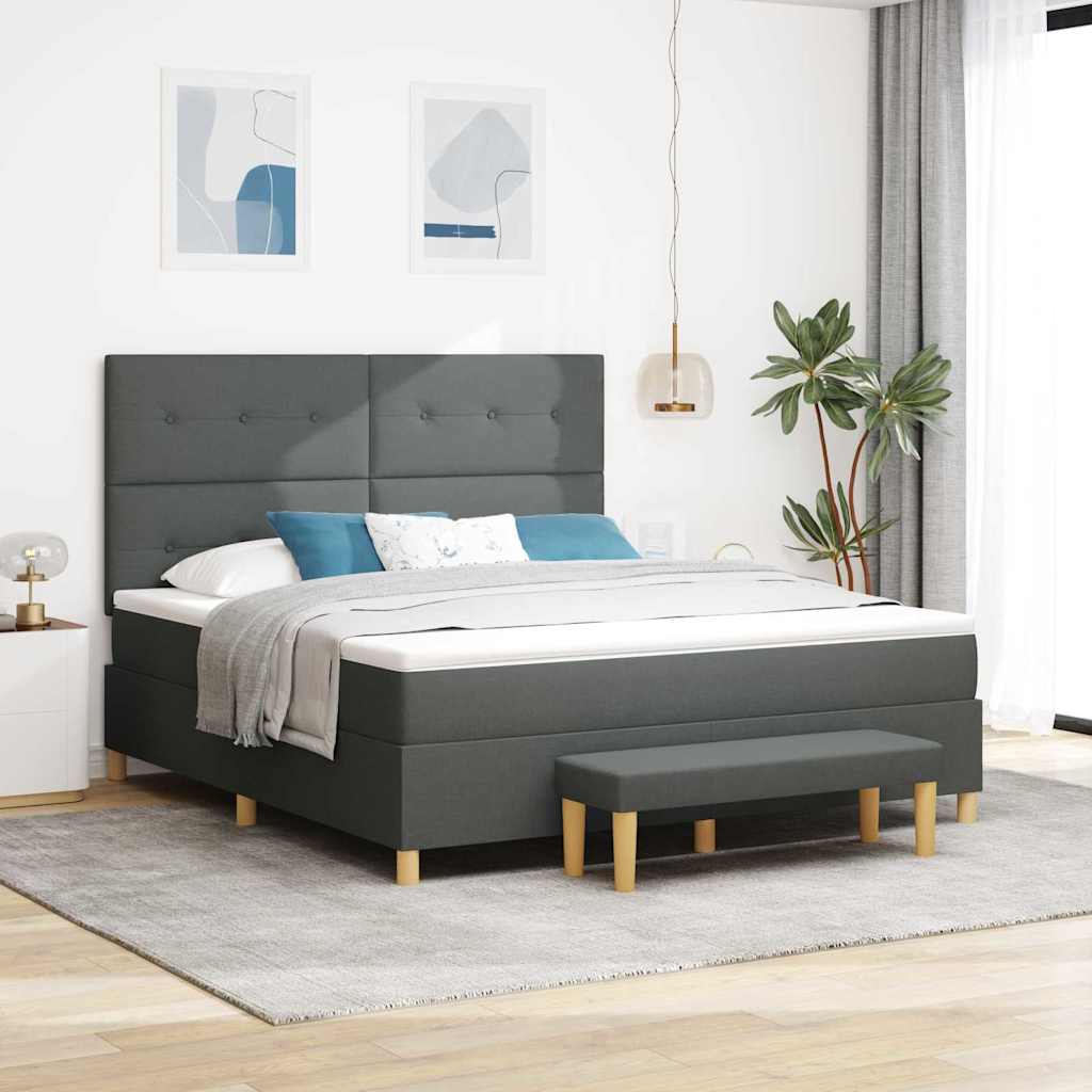 Boxspringbed met hoofdeinde Donkergrijs 180 x 200 cm Stof