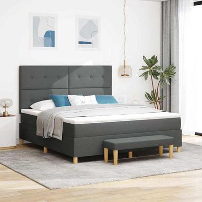 Boxspringbed met hoofdeinde Donkergrijs 180 x 200 cm Stof