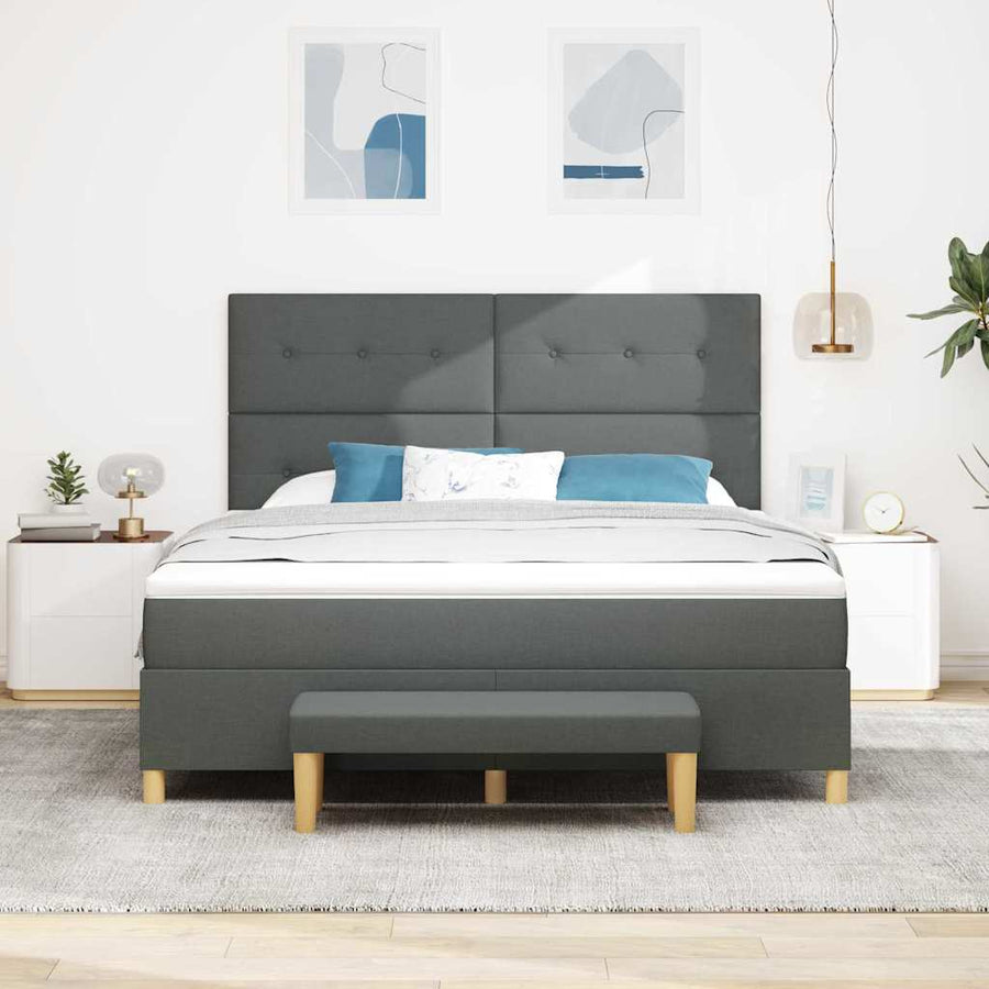 Boxspringbed met hoofdeinde Donkergrijs 180 x 200 cm Stof