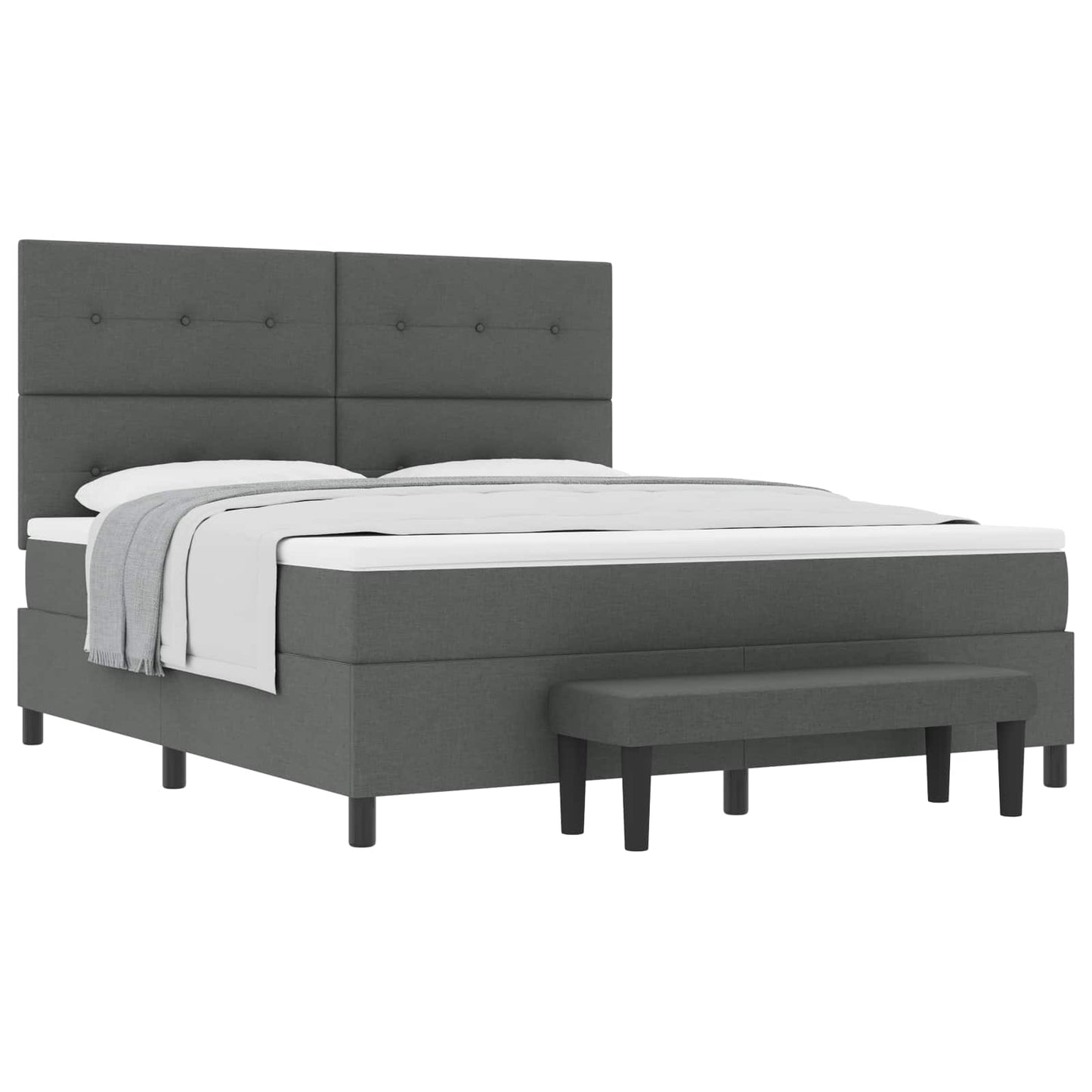 Boxspringbed met hoofdeinde Donkergrijs 180 x 200 cm Stof