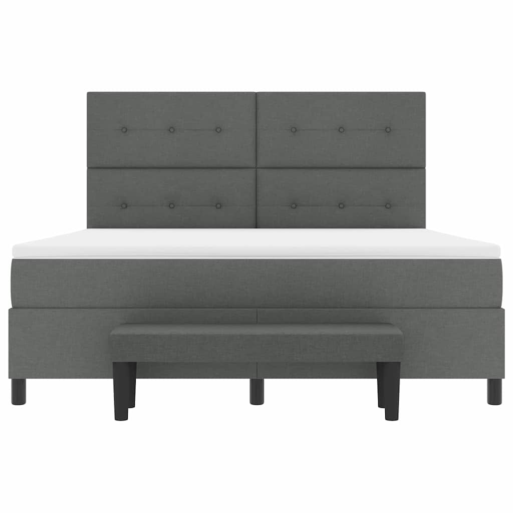 Boxspringbed met hoofdeinde Donkergrijs 180 x 200 cm Stof