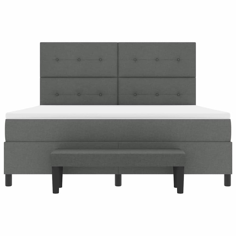 Boxspringbed met hoofdeinde Donkergrijs 180 x 200 cm Stof