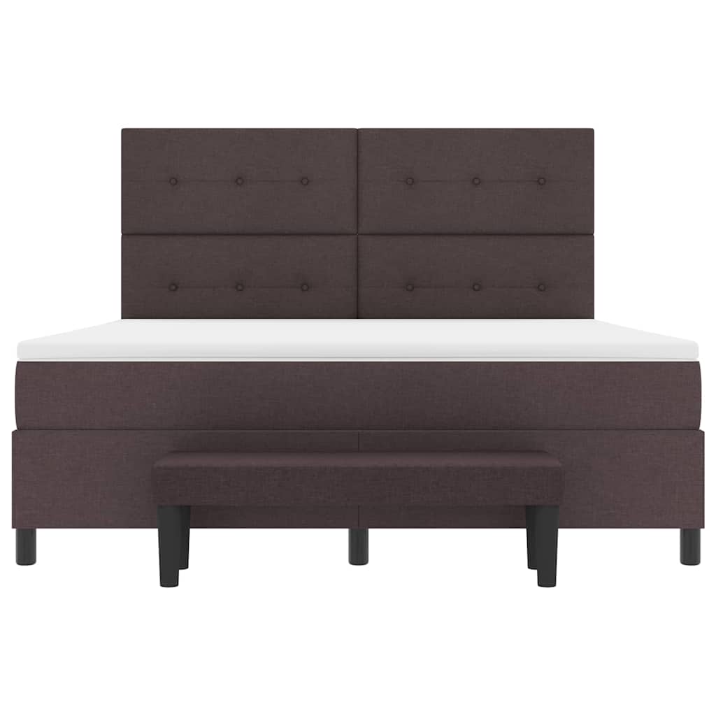 Boxspringbed met matras Donkerbruin 180 x 200 cm Stof