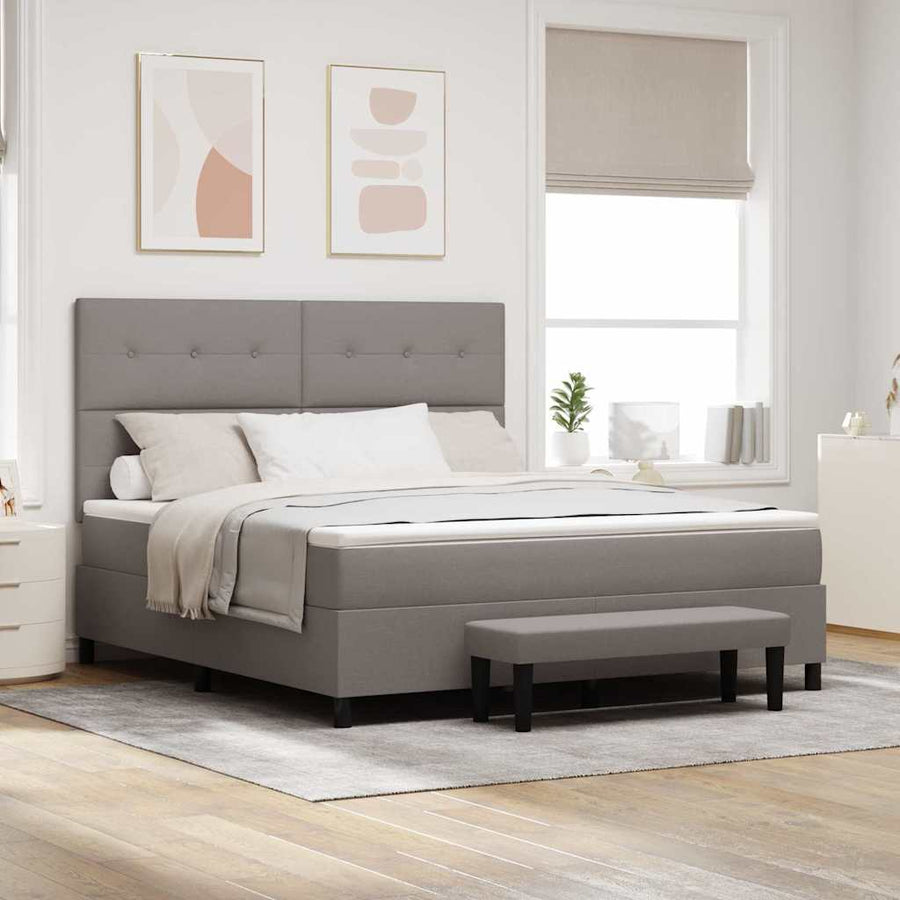 Boxspring bed met matras met hoofdeinde Taupe 180 x 200 cm Stof