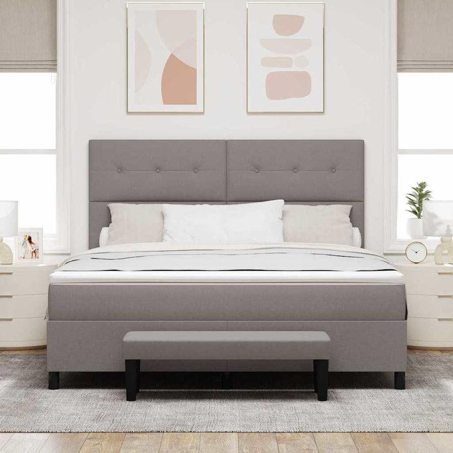 Boxspring bed met matras met hoofdeinde Taupe 180 x 200 cm Stof