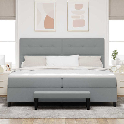Boxspringbed met hoofdeinde Lichtgrijs 200 x 200 cm Stof