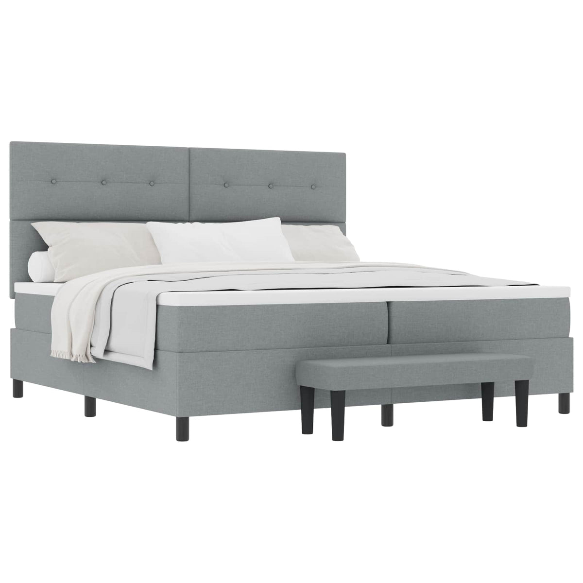 Boxspringbed met hoofdeinde Lichtgrijs 200 x 200 cm Stof
