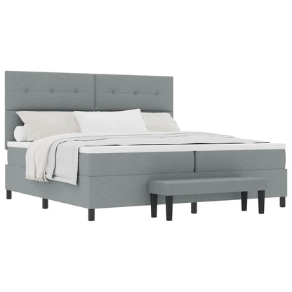 Boxspringbed met hoofdeinde Lichtgrijs 200 x 200 cm Stof