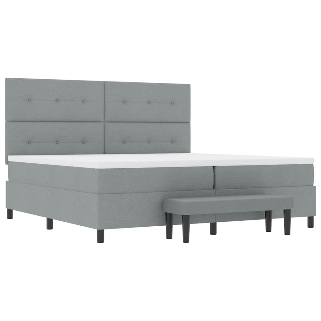 Boxspringbed met hoofdeinde Lichtgrijs 200 x 200 cm Stof