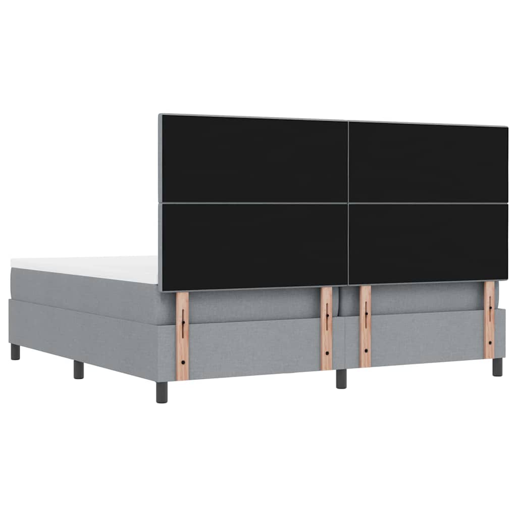 Boxspringbed met hoofdeinde Lichtgrijs 200 x 200 cm Stof