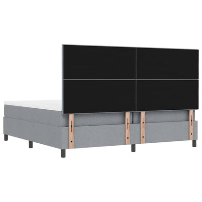 Boxspringbed met hoofdeinde Lichtgrijs 200 x 200 cm Stof