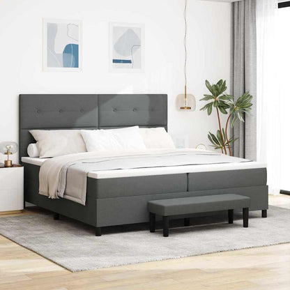 Boxspringbed met hoofdeinde Donkergrijs 200 x 200 cm Stof