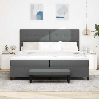Boxspringbed met hoofdeinde Donkergrijs 200 x 200 cm Stof