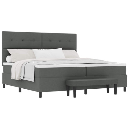 Boxspringbed met hoofdeinde Donkergrijs 200 x 200 cm Stof