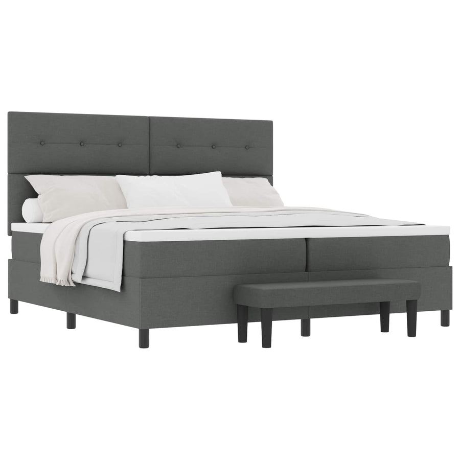 Boxspringbed met hoofdeinde Donkergrijs 200 x 200 cm Stof