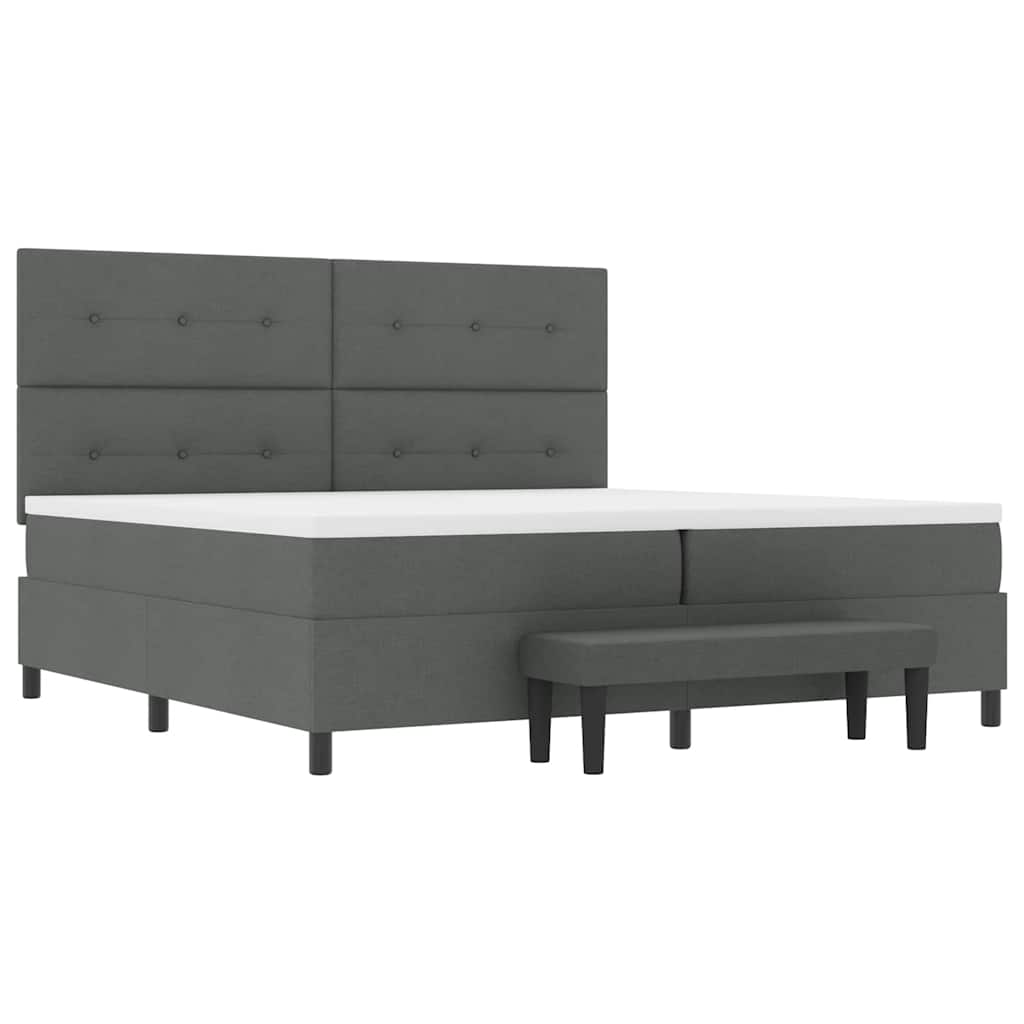 Boxspringbed met hoofdeinde Donkergrijs 200 x 200 cm Stof
