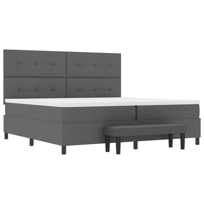 Boxspringbed met hoofdeinde Donkergrijs 200 x 200 cm Stof
