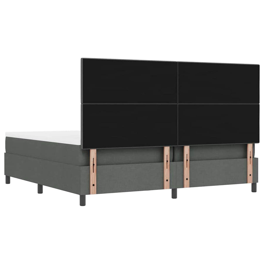 Boxspringbed met hoofdeinde Donkergrijs 200 x 200 cm Stof