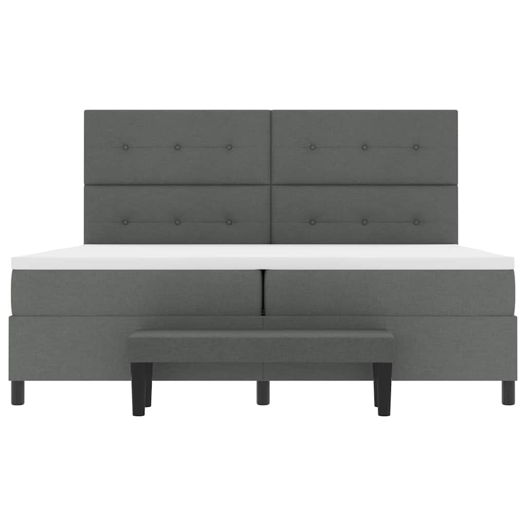 Boxspringbed met hoofdeinde Donkergrijs 200 x 200 cm Stof